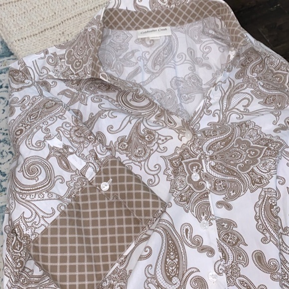 Coldwater creek tan & white floral cotton button down shirt size 2X - Picture 10 of 10
